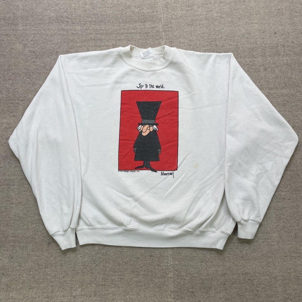 vintage Hanes Joy to the World Comic sweatshirt mens XL white‎ 1990s art USA